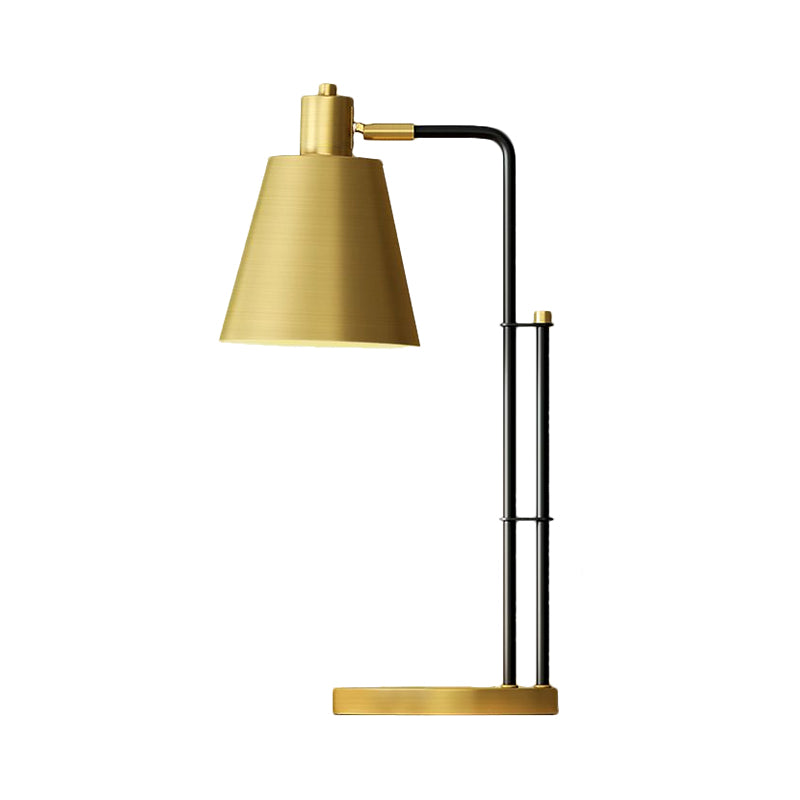 Modernity Tapered Table Lighting Metal 1-Light Bedroom Night Lamp in Brass with Round Base