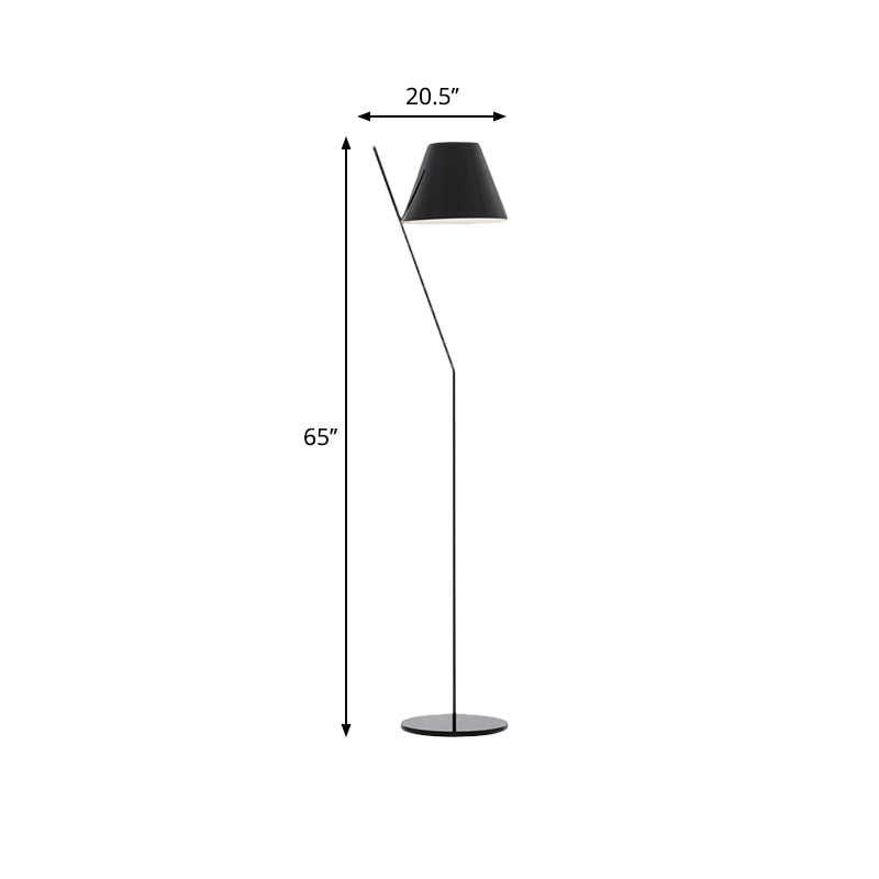 Schwarzkegelstehende Lampe Minimalismus 1-Licht-Stoffbodenbeleuchtung für Salon