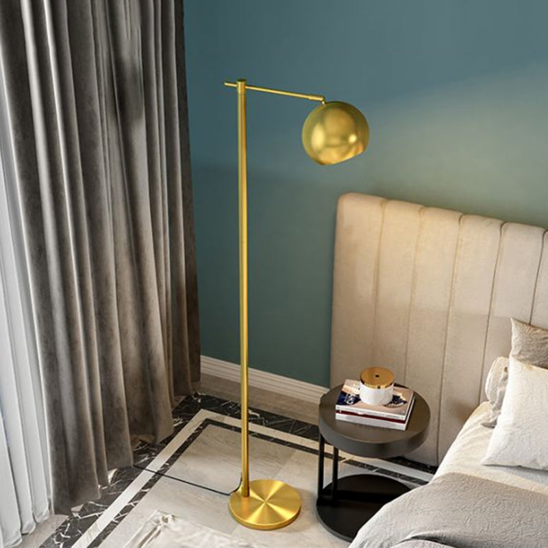 Spherical Stand Up Lighting Modern Metallic 1-Light Living Room Floor Lamp in Gold