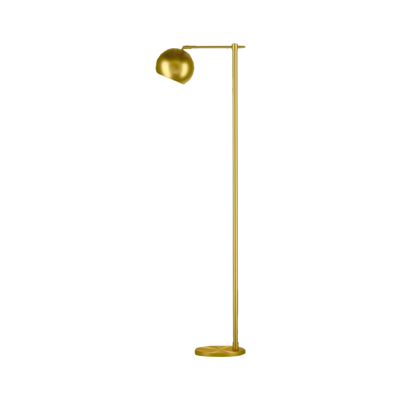 Spherical Stand Up Lighting Modern Metallic 1-Light Living Room Floor Lamp in Gold