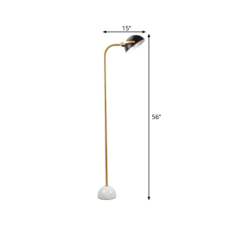 Brass Dome Floor Lamp Contemporary 1 Light Metallic Reading Floor Lighting with Adjustable Head