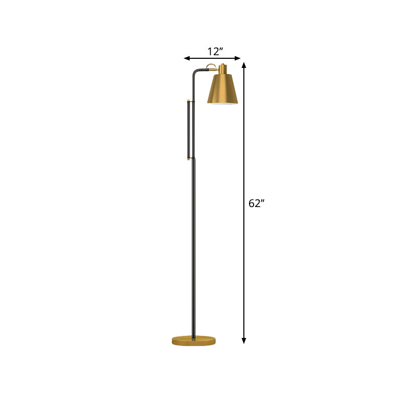 Lámpara de pie de pie taperada modernista Metálica de 1 luz de la sala de estar de lectura de la luz del piso en latón