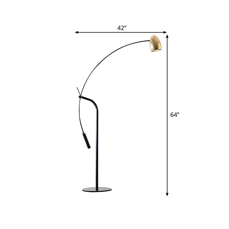 Woonkamer van 1 bulb Standing Licht Moderne Zwart gebogen vloerverlichting met koepelmetaalschaduw