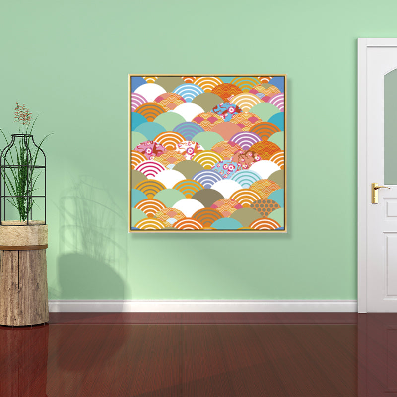 Textured Geometrical Wall Decor Canvas Print Oriental Wall Art for House Interior