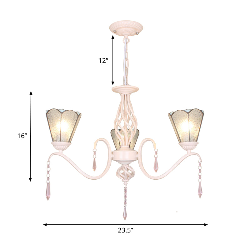 3 lumières Cône Hanging Light avec verre transparent dimlé et Lumière de lustre traditionnelle de 12 "chaîne