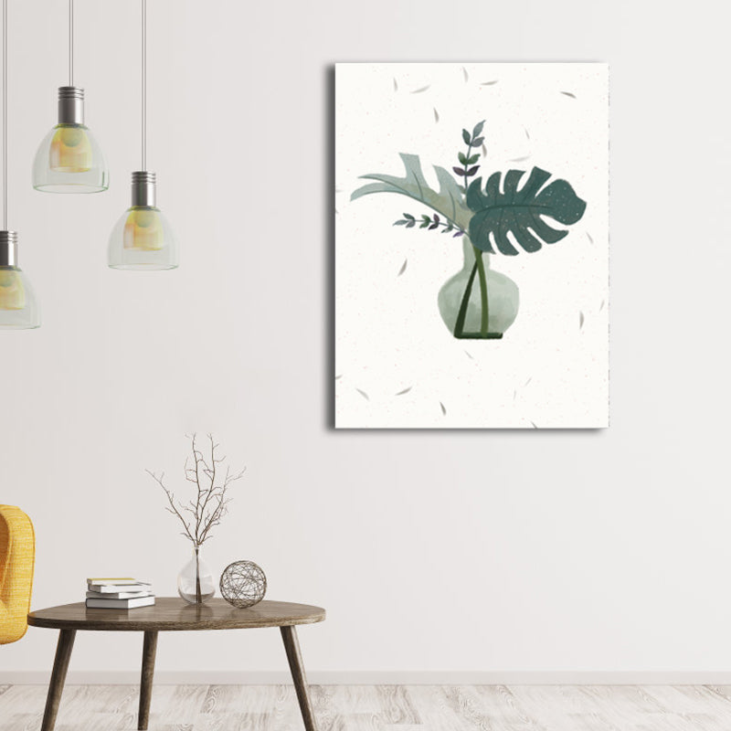 Botanical Arrangement Canvas Nordic Style Textured Wall Decor in Soft Color for Home