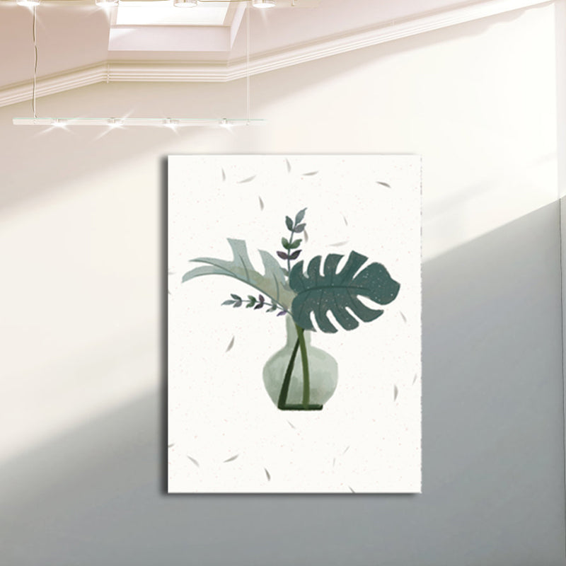 Botanical Arrangement Canvas Nordic Style Textured Wall Decor in Soft Color for Home