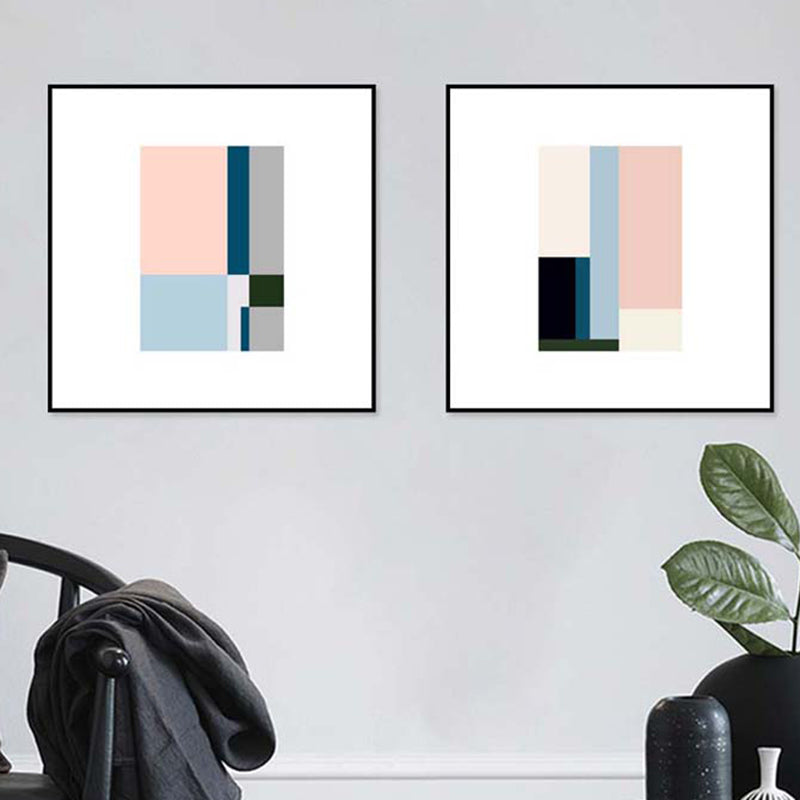 Textured Pastel Color Canvas Minimalism Illustration Geometric Wall Art for Home