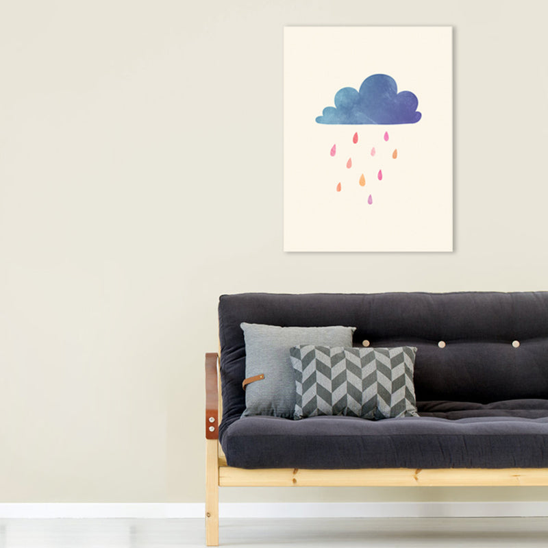 Rainy View Wrapped Canvas Children's Art Fantastic Weather Phenomenon Wall Decor in Blue