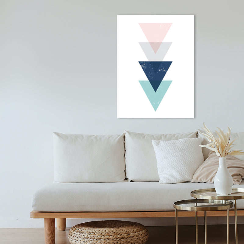 Scandinavian Triangle Graphic Canvas Soft Color Geometry Wall Decor for Bedroom, Textured