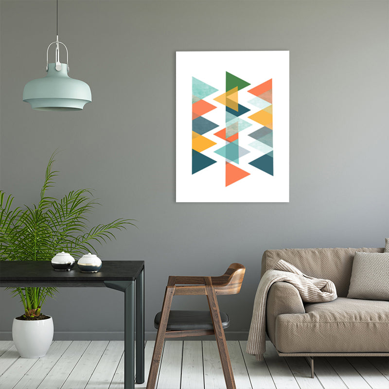 Scandinavian Triangle Graphic Canvas Soft Color Geometry Wall Decor for Bedroom, Textured