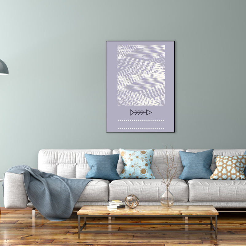 Scandinavian Stylish Strips Abstract Art Print Purple Textured Wall Print for Living Room