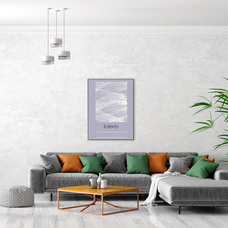 Scandinavian Stylish Strips Abstract Art Print Purple Textured Wall Print for Living Room