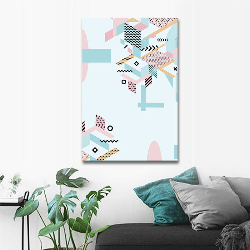 Geometry Canvas Art Scandinavian Textured Wall Decor in Pastel Color for Guest Room