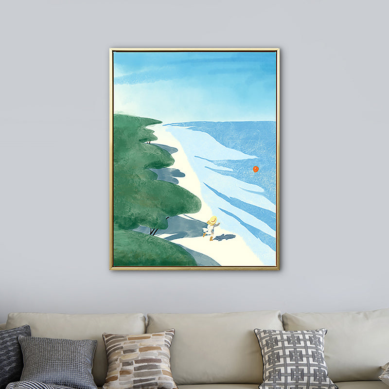 Beach Wall Art Decor Tropical Picturesque Seascape Canvas in Blue and Green for Bedroom