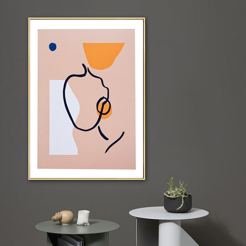 Soft Color Face Outline Canvas Print Abstract Drawing Nordic Living Room Wall Art Decor