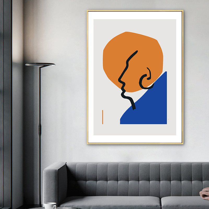 Soft Color Face Outline Canvas Print Abstract Drawing Nordic Living Room Wall Art Decor