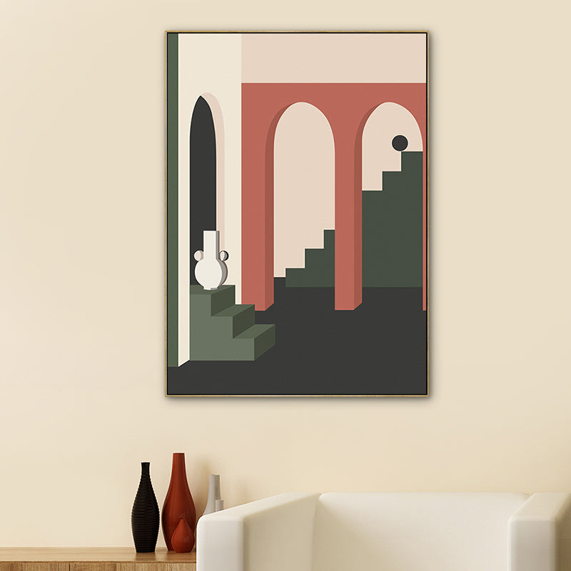 Architecture Perspective Drawing Canvas Print Dark Color Nordic Wall Art for Family Room