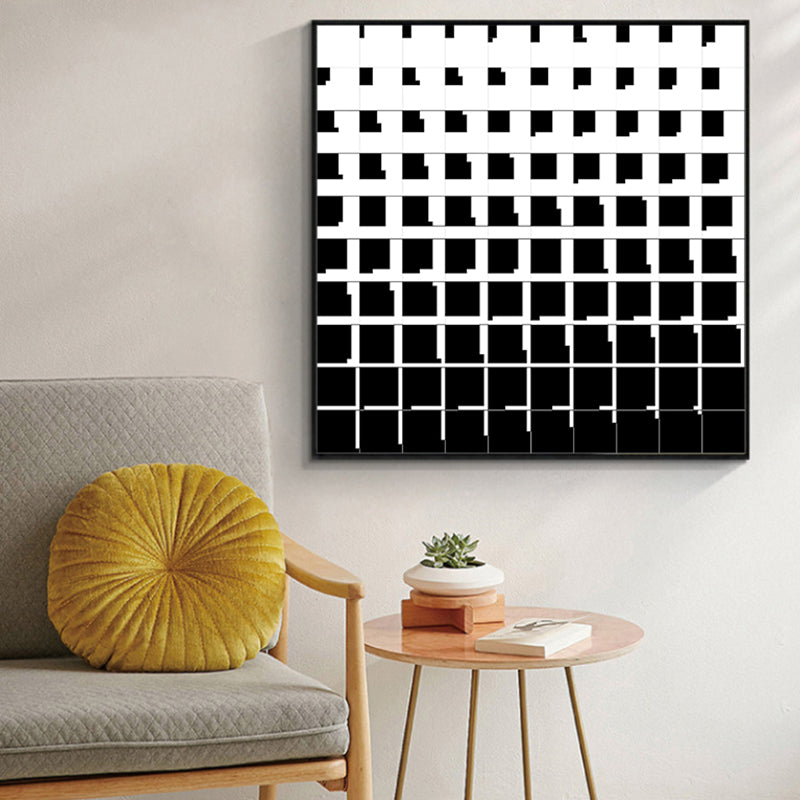 Minimalism Illustration Grids Canvas Dining Room Wall Art Decor in Black and White