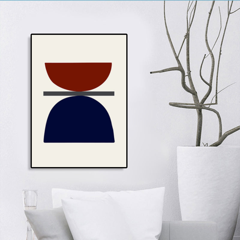 Modern Style Wall Art Dark Color Blocking Geometric Canvas Print for Living Room