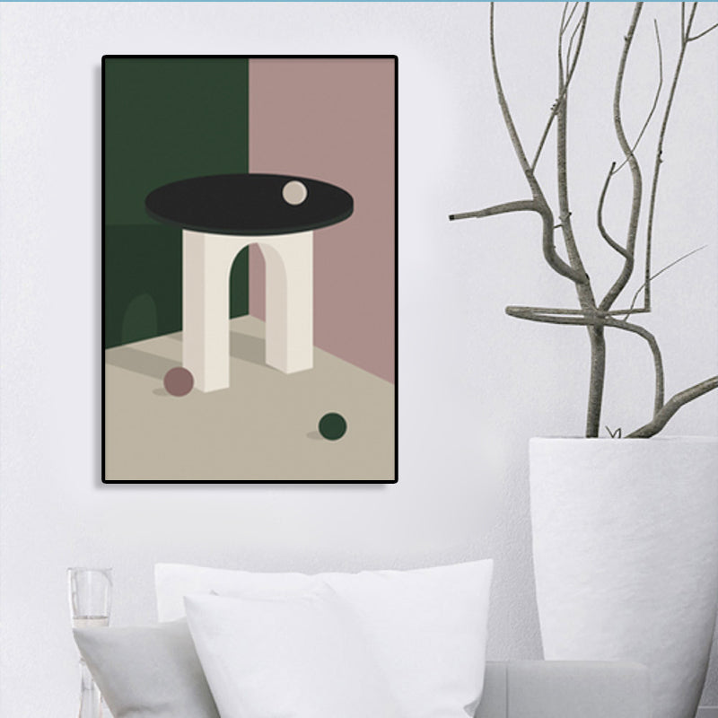 Still Life Geometric Drawing Canvas Nordic Textured Wall Art Print in Dark Color