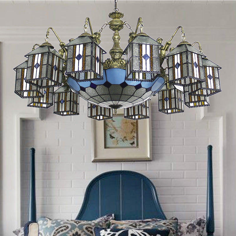 Exquisite Hanging Lodge Chandelier with Mermaid Stained Glass Pendant Light for Hotel