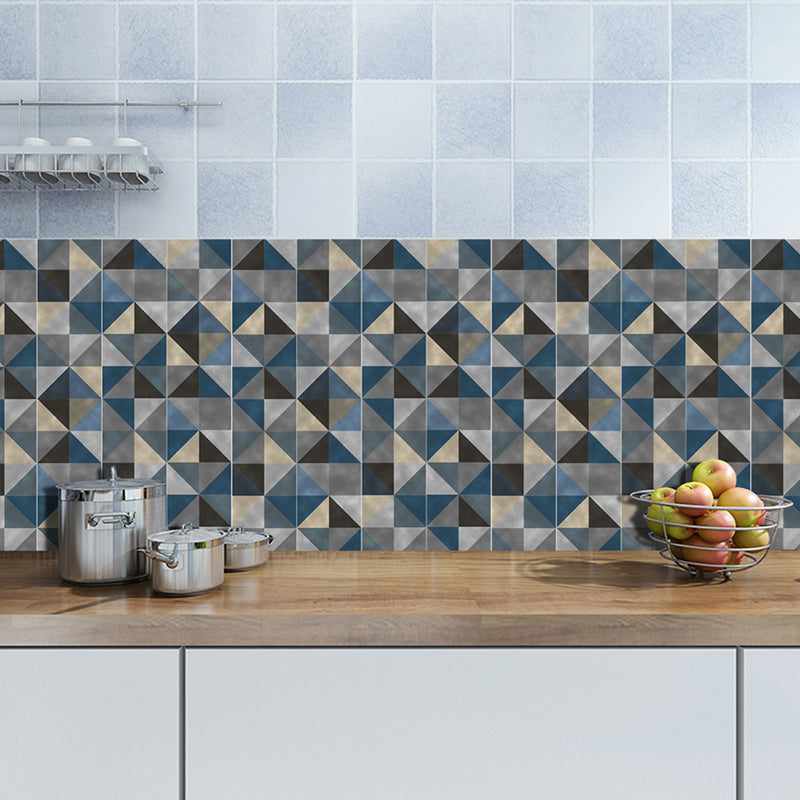 Geometrical Mosaic Tile Wallpaper Panel Boho-Chic Smooth Peel Wall Covering in Blue-Brown