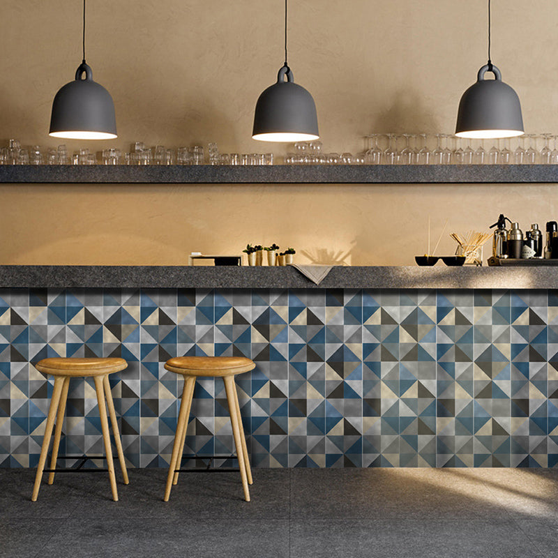 Geometrical Mosaic Tile Wallpaper Panel Boho-Chic Smooth Peel Wall Covering in Blue-Brown