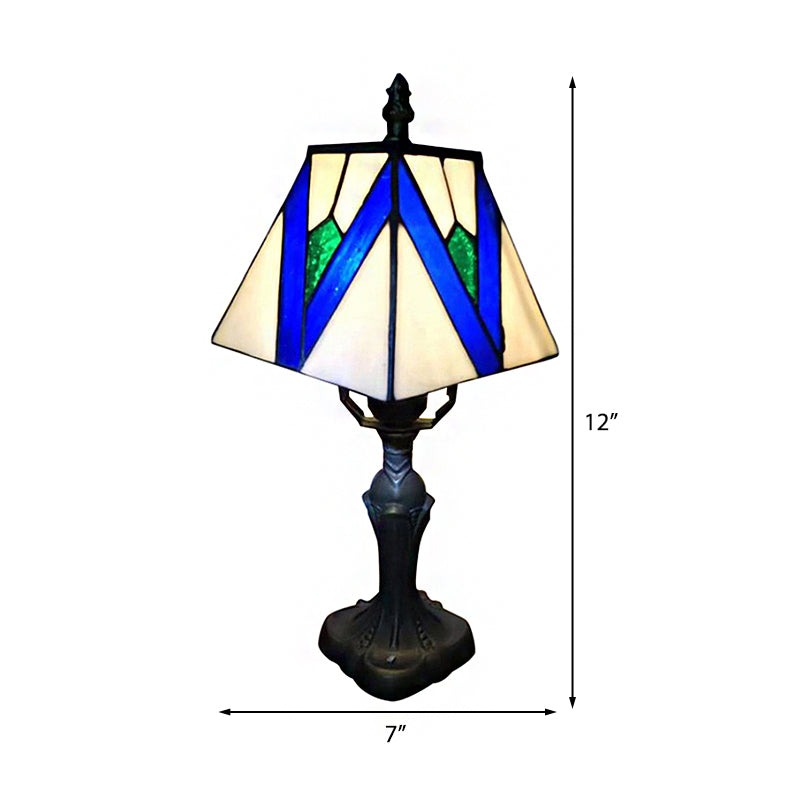 1 Light Craftsman Desk Light Tiffany Classic Art Glass Reading Light in Blue/White for Bedroom Lighting