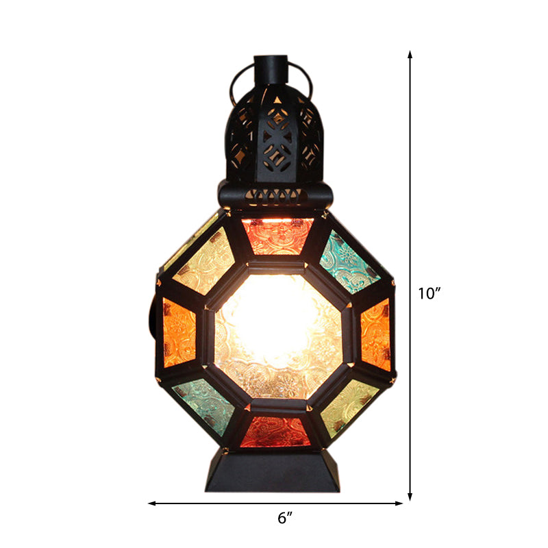 Kid Bedroom Turtle Shell Desk Light Stained Glass 1 Light Moroccan Table Light in Black Finish