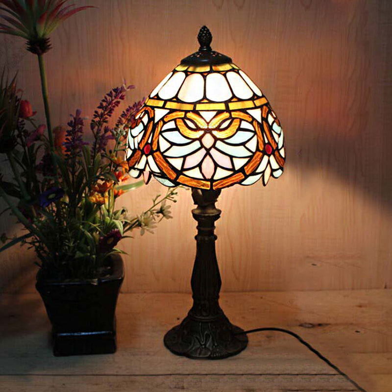 Tiffany Victorian 8"/12"/16" Wide Desk Light 1 Light Stained Glass Desk Lamp in Antique Brass for Living Room