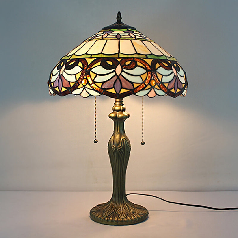 Tiffany Victorian 8"/12"/16" Wide Desk Light 1 Light Stained Glass Desk Lamp in Antique Brass for Living Room