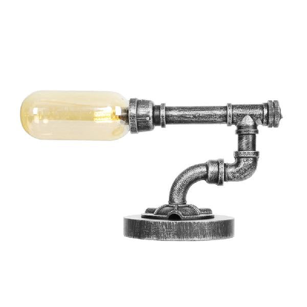 Industrial Capsule Shade Table Light 1/2 Bulbs Amber/Clear Glass LED Nightstand Lamp with/without Water Tap Deco for Living Room