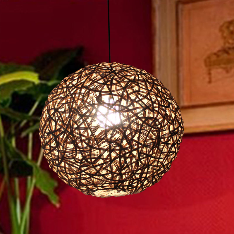 Vlaxen bloemen bol slinger licht modern 1 kop 12 "/16" /19.5 "brede rattan hangende lampkit voor eetkamer