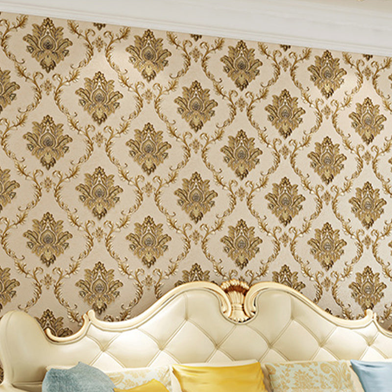 Beige 20.5-inch x 31-foot Vinyl Water-Resistant Damasque Wallpaper