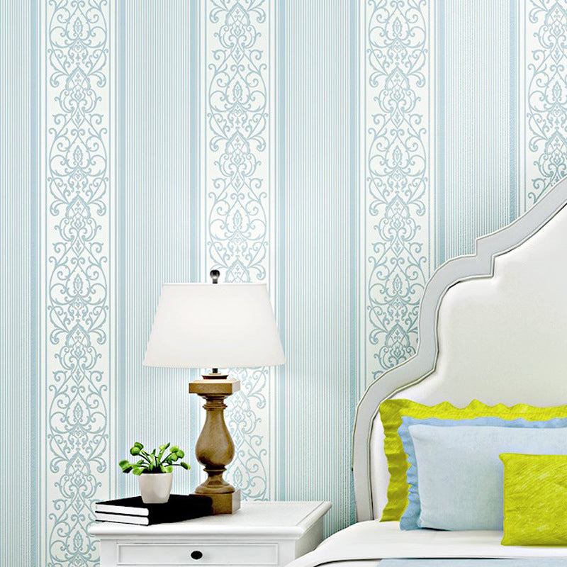 31 ft. x 20.5 in European Retro Vertical Stripe and Flower Weave Wallpaper, Non-Pasted