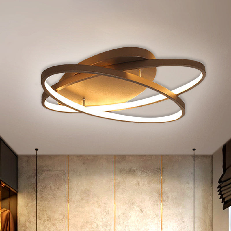 Oval Metallic Ceiling Lighting Modern Black and Gold LED Flush Mount Light for Living Room