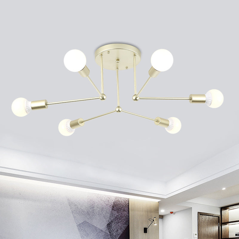 Metal Linear Semi Ceiling Mount Light Kid Bedroom Living Room Contemporary Ceiling Lamp