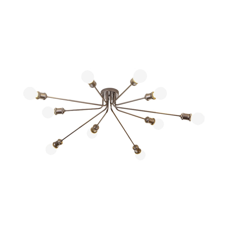 Firework Shaped Flush Ceiling Light Contemporary Metal Semi Flush Mount Light for Restaurant