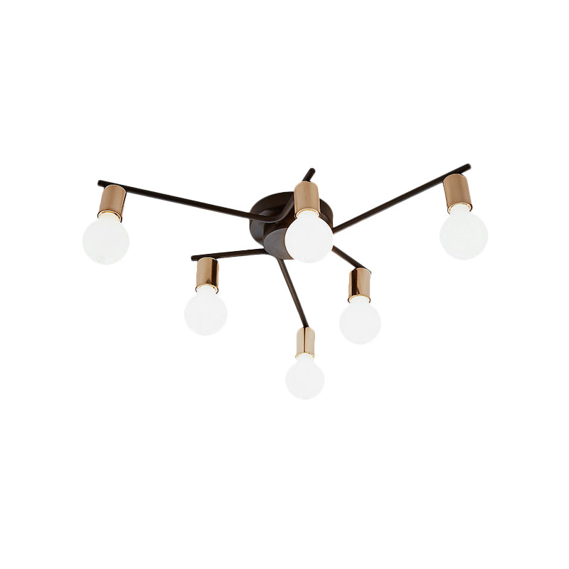 Metal Long bras à chasse d'eau Light Light Adult Bedroom salon lampe de plafond romantique