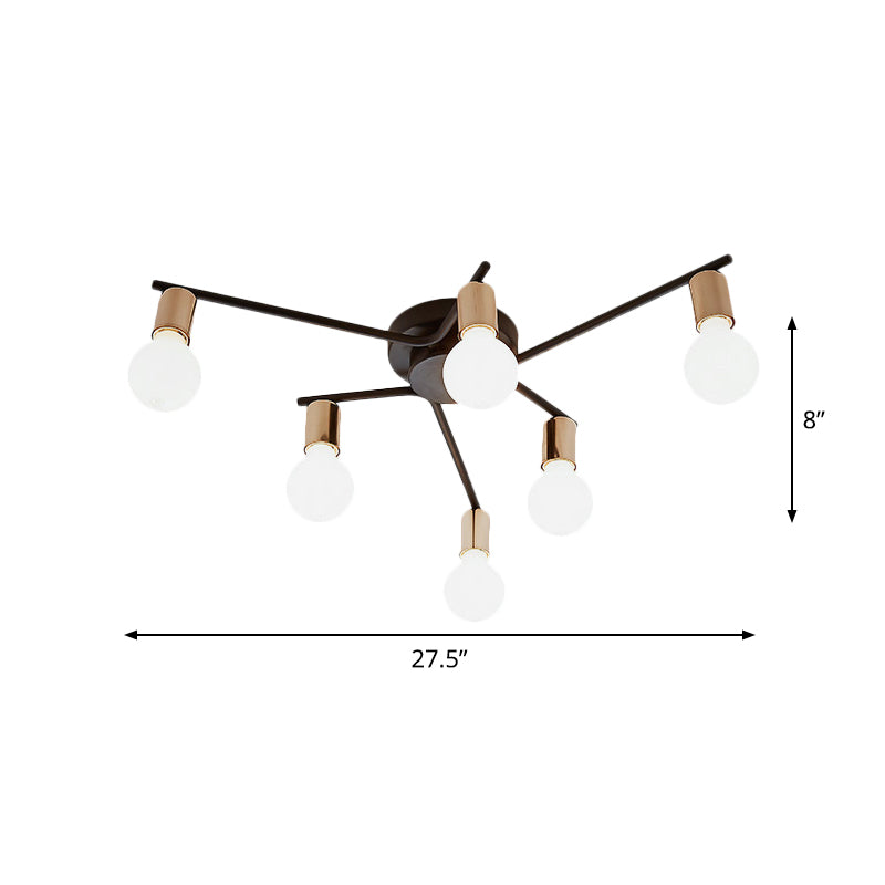 Metal Long bras à chasse d'eau Light Light Adult Bedroom salon lampe de plafond romantique