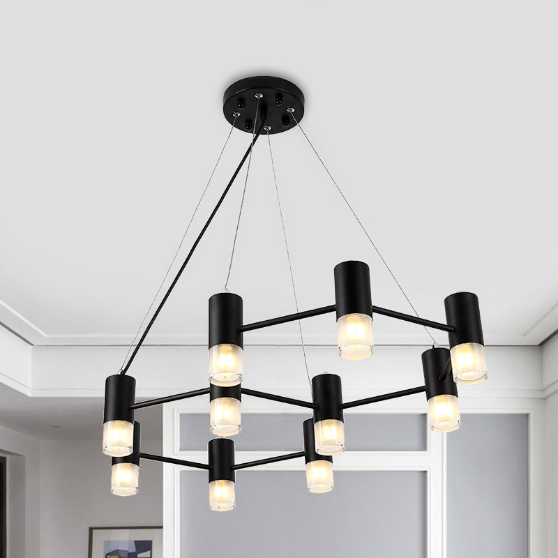 Modern Honeycomb Shaped Chandelier Metal Black Pendant Lighting for Hotel Living Room