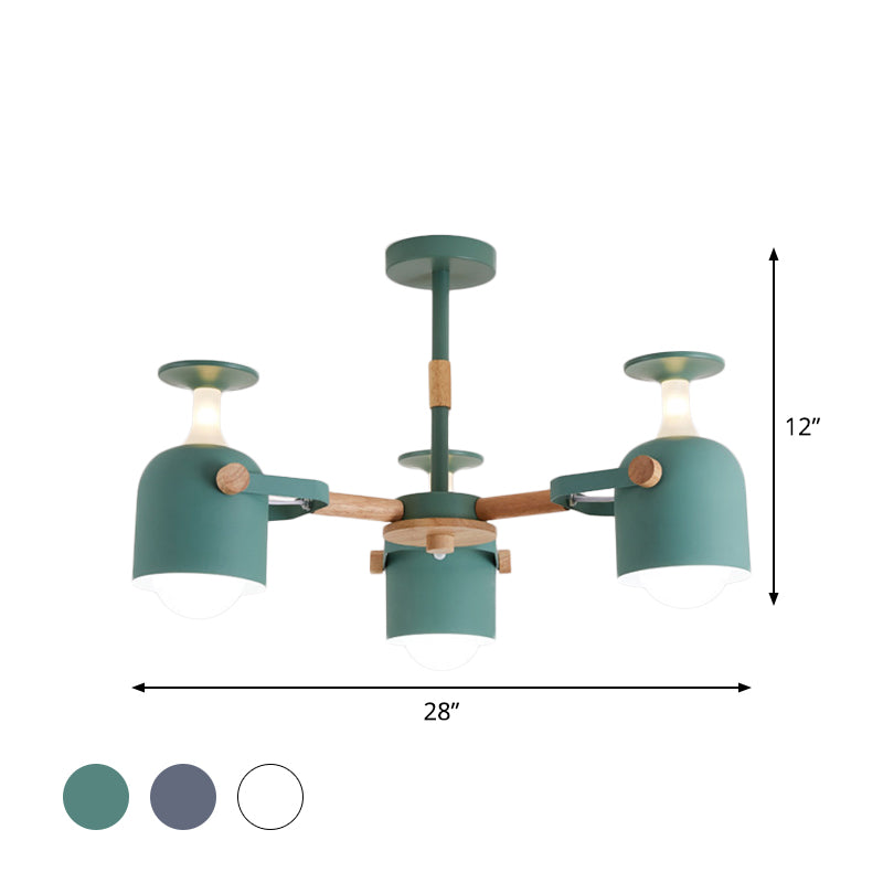 Green/Grey/White Goblet Shaped Chandelier Light Nordic Candy Colored Pendant Light for Kid Bedroom Kindergarten