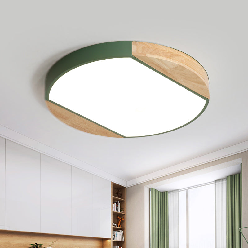 Acrylic Circular LED Flushmount Light Baby Bedroom Kindergarten Nordic Style Blue/Green/White/Yellow Ceiling Lamp in Warm/White Light