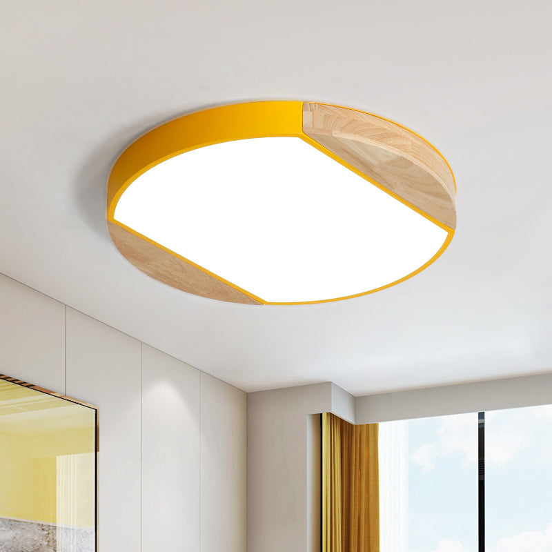 Lámpara de techo LED circular acrílica empotrada para dormitorio de bebé, jardín de infantes, estilo nórdico, azul/verde/blanco/amarillo, con luz cálida/blanca