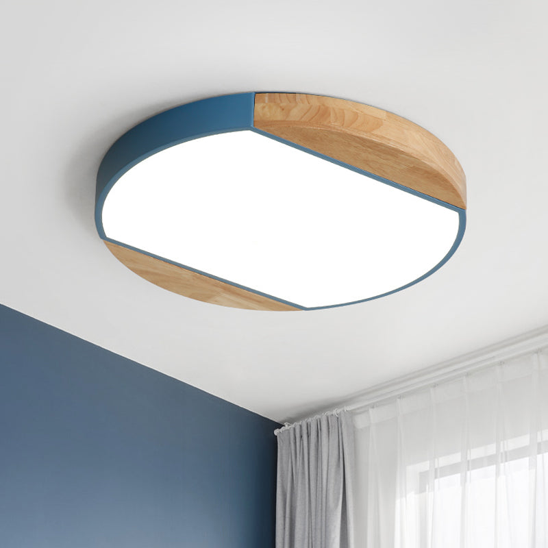 Lámpara de techo LED circular acrílica empotrada para dormitorio de bebé, jardín de infantes, estilo nórdico, azul/verde/blanco/amarillo, con luz cálida/blanca