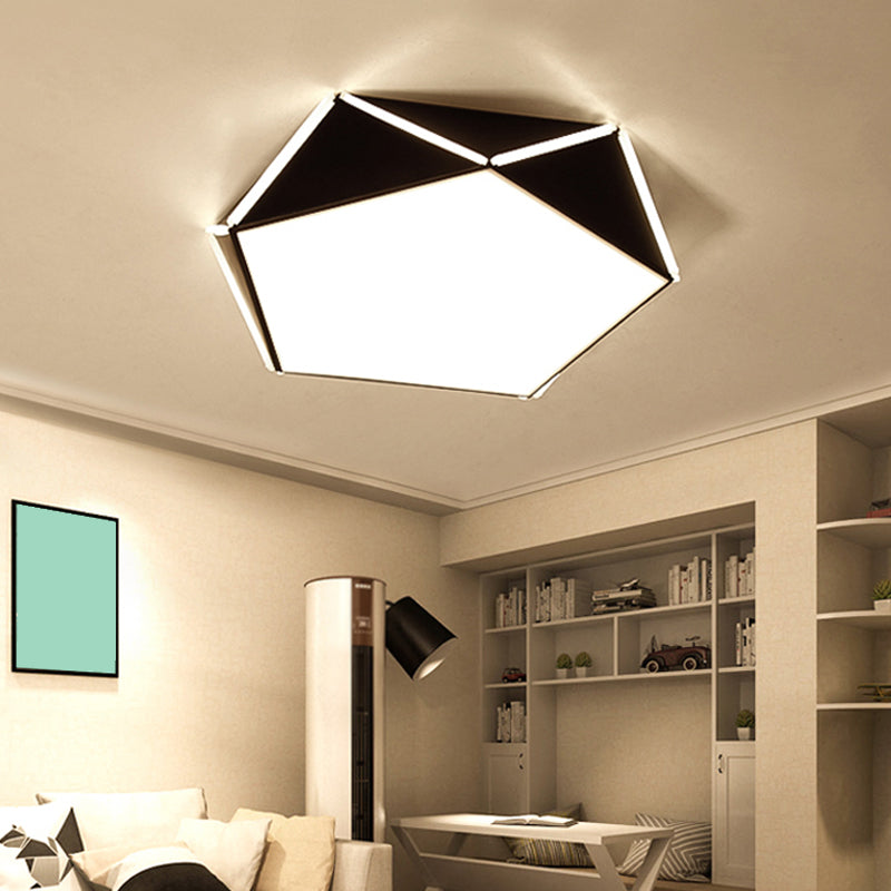 Pentagone Living Room Flush Mount Light Acrylique Nordic LED Ceiling Lamp with Triangle Panel