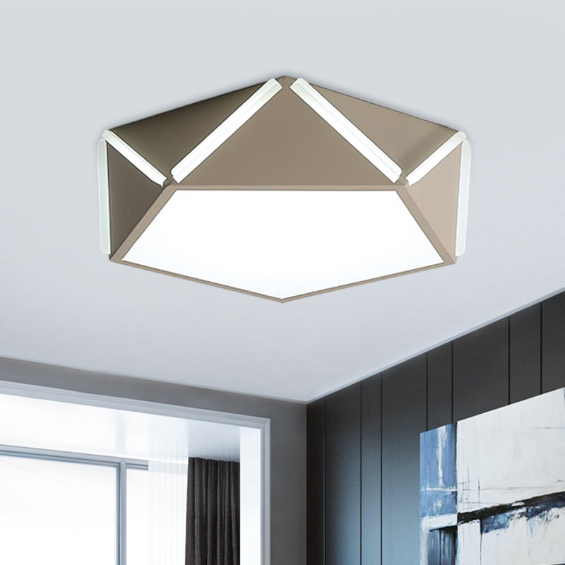 Child Bedroom Pentagonal Flushmount Light Acrylic Metal Modern LED Ceiling Lamp