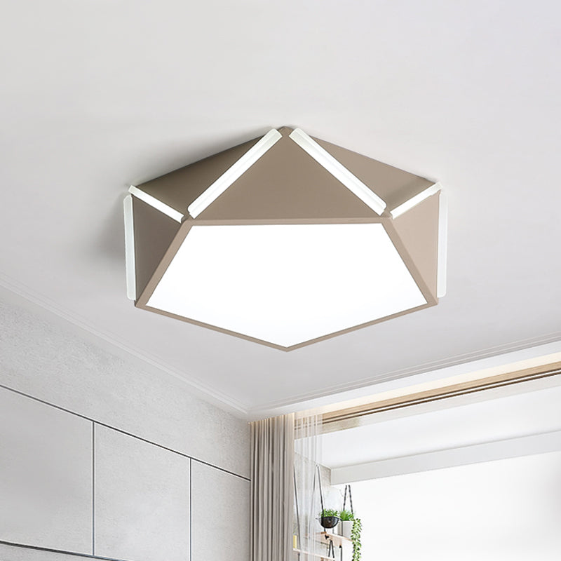 Child Bedroom Pentagonal Flushmount Light Acrylic Metal Modern LED Ceiling Lamp