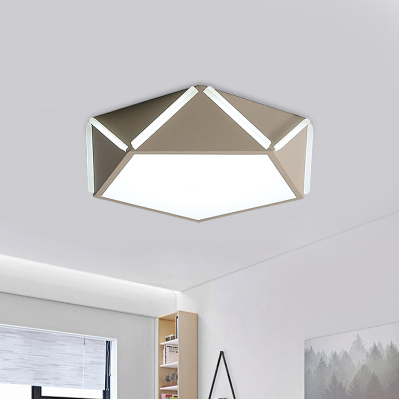 Child Bedroom Pentagonal Flushmount Light Acrylic Metal Modern LED Ceiling Lamp